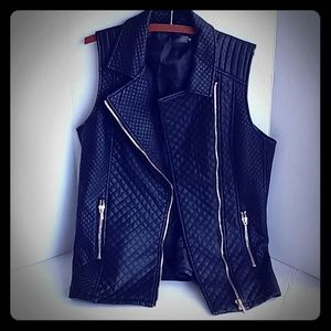 Love Token Faux Leather Black Moto Vest size M